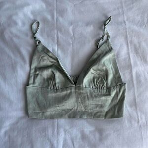 Zara Sage Green Satin Tank Top